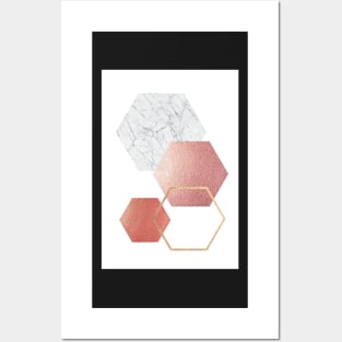 Geometric hexagon Modern wall art Pink/marble Posters and Art